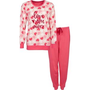 Tenderness Dames Pyjama - Katoen - Ronde Hals - Roze - Maat XXL