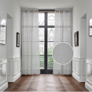 HOOMstyle Vitrage Kant en Klaar Gordijn - Voile - Met Ringen - 140x270cm - Grijs