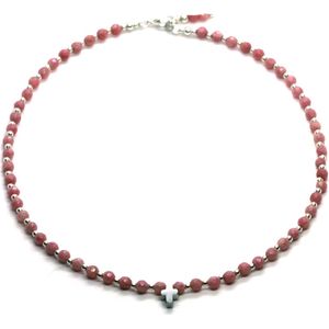 Meisjes ketting zilver 925 koraal roze - 36cm