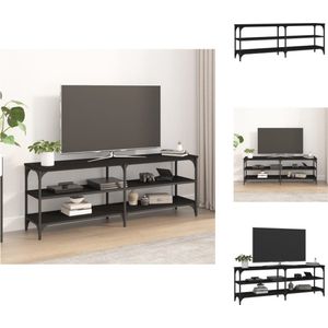 vidaXL TV-meubel Industrieel 140x30x50 cm - 3 Open schappen - Verstelbare poten - Zwart - Kast