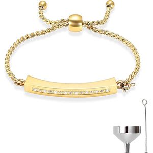 Luxe As Armband - Verstelbaar - 18-28 CM - Met Ashanger - Voor As, Haren of Parfum - Assieraad - Gedenksieraad - Urn - Incl. As vuller en Opbergzakje - Perfect Gold