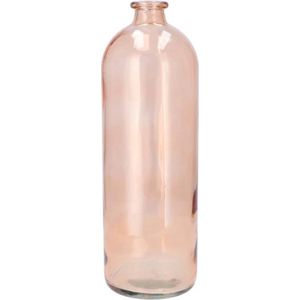 DK Design Bloemenvaas fles model - helder gekleurd glas - perzik roze - D14 x H41 cm