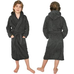 Badstof badjas voor kinderen, ochtendjas met zakken, capuchon, riem, kinderbadjas voor jongens en meisjes, 100% katoen