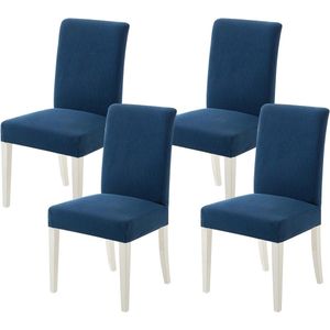 Stoelhoezen, set van 4 stoelhoezen, schommelstoelen, hoezen voor stoelen, marineblauw, afneembaar en wasbaar, voor bureaustoel, bekleding keuken, woonkamer, banket, familie, bruiloft, feest