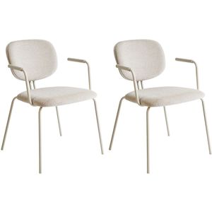 CARILLE - Eetkamerstoel set van 2 - Lichtbeige - Chenille