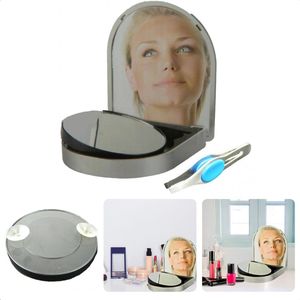 Reisetui met Spiegel & Pincet - Make Up Spiegel - Handige Set voor in de Tas op Reis - 5x Vergrotende Spiegel met Zuignap (8,5cm) en Pincet (8cm) - Inclusief EBOOK
