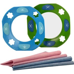 2x Washplate + 4x Microvezeldoekje Vaatwasser (Dubbele Set. Blauw en groen)