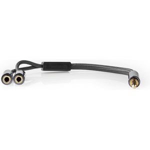 Nedis Stereo-Audiokabel - 3,5 mm Male - 2x 3,5 mm Female - Verguld - 0.20 m - Rond - Grijs / Gun Metal Grijs - Cover Window Box