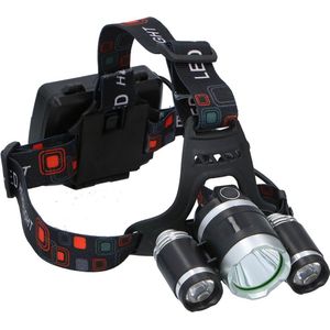 Grundig Hoofdlamp LED Oplaadbaar - Hoofdlampje 3 Lichtpunten met 200 Lumen - Verstelbare Band en Waterdicht - Hoofd Lamp voor Outdoor en Klussen