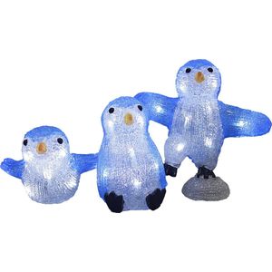 Deuba Kerstfiguur Pinguïn familie - LED Acryl 23cm – Wit Licht