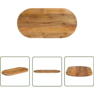 The Living Store Tafelblad ovaal 90x40x3,8 cm massief mangohout - Tafelblad - Mangohout - Tafelblad Vervangen - Rustic - Vintage