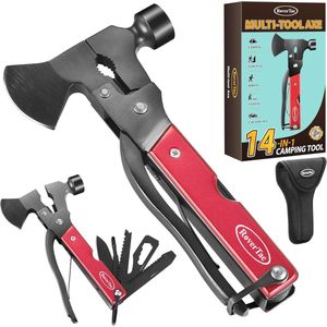 14-in-1 Multitool voor Camping en Wandelen - Handige Multi-tool met Bijl, Mes, Hamer, Tang, Zaag en Meer