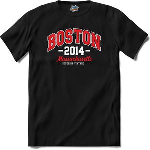Boston 2014 | Boston - Vintage - Retro - T-Shirt - Unisex - Zwart - Maat XL