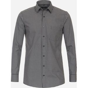 Redmond comfort fit overhemd - popeline - zwart geruit - Strijkvriendelijk - Boordmaat: 39/40