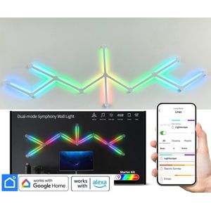 Rgb led strip - Slimme verlichting - 12 Strips - Led wandlamp - Gaming led - Led light - Gaming accesoires - Smart lamp - Game lamp - Game room decoratie - Gaming lamp - Sfeerverlichting binnen - Game kamer decoratie - Neon verlichting