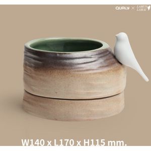 Qualy x LAMUN LAMAI  - Groen Planten Pot “Deskscape Plant Pot” W140 x L170 x H115 mm 1000 gr Voor Kantoor, Balie, Binnen Tafel & Buiten Tuin