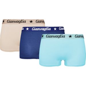 Dames Onderbroek Katoen - Boxershort 3-pack - Korte Pijp - Maat XL - Beige/Blauw/Turquoise