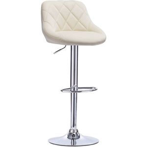 Designer Barkruk Raivo - Met rugleuning - Stevig - Ergonomische barstoel - Zithoogte 60 - 82cm - Creme - Set van 1 - Keuken en bar - In hoogte verstelbaar