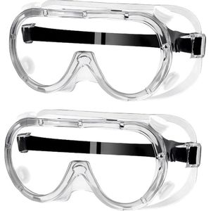 Pack of 2 Safety Glasses - Anti-Dust Anti-Fog Glasses - High Transparency Full Vision Safety Glasses