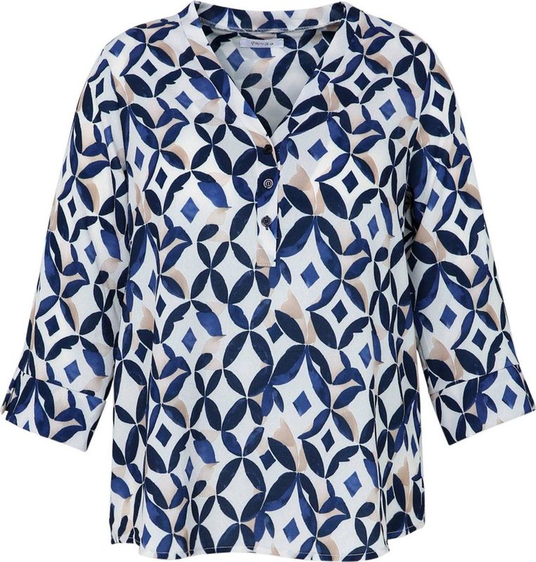 Paprika Losse blouse met driekleurig geometrisch motief