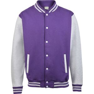 Awdis Unisex Varsity Jacket (Paars / Heide Grijs)