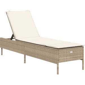 vidaXL - Ligbed - met - kussen - poly - rattan - beige