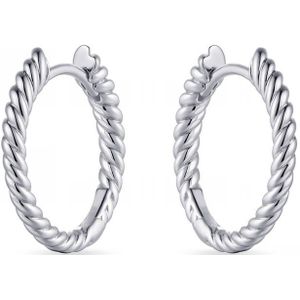 Jewels Inc. - Oorbellen - Oorringen gedraaid met Scharnier - 2mm Breed - 18mmØ - Gerhodineerd Zilver 925
