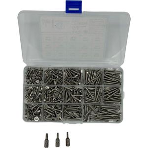 MGM Trading Roestvrijstalen Schroeven Assortimentset - 400 stuks met Verzonken Kop en Boorpunt - M3/M3,5/M4 - 12-35 mm - Torx Kop.
