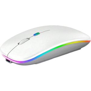 S&E Dual-Mode Draadloze Muis - Stille Functionaliteit - RGB-achtergrondverlichting - Wit