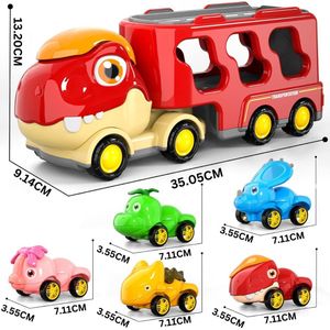 Dinosaurus Speelgoed 6 in 1 - Voor kinderen van 1, 2 en 3 jaar - Leuke vrachtwagen met lichten perfecte cadeau
