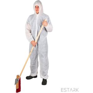 ESTARK Wegwerp Overall Wit - Witte Wegwerpoverall - Overal - Wit pak - Coverall - Wit - One size - 1 Stuk