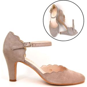 Stravers - Beige Hakken met Bandjes Maat 44 Dames Grote Maten Pumps