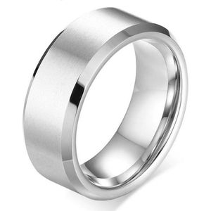 Wolfraam herenring 8mm Zilverkleurig-21.5mm