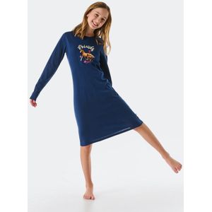 Schiesser- nachthemd meisje lange mouwen - Paardenvriend donkerblauw - maat 116