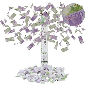 Relaxdays confetti kanon groot - party popper geld - 40 cm confetti papier - speelgeld