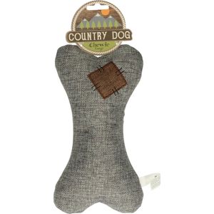 Country Dog Chewie – Honden speelgoed – Honden speeltje met piepgeluid – Honden knuffel gemaakt van duurzame materialen – Dubbel gestikt – Extra lagen – Voor trek spelletjes of apporteren – Grijs/Bruin – Large (25cm)