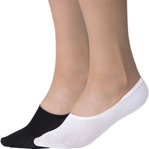 Steps Onzichtbare Sneaker Sok Dames Zwart Wit Katoen