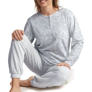 Cocodream - Velours Dames pyjama - Lichtblauw Flower - Maat XXL