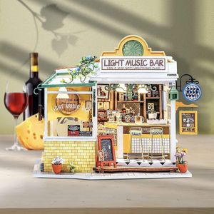 DIY miniatuur huis poppenhuis kit houten huis model voor meisjes en jongens kinderen 14+ jaar oud, Light Music Bar
