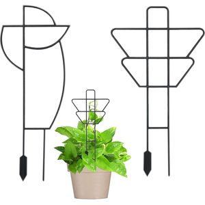 Klimhulp 2 stuks - kamerplanten tuinplantensteun - kunststof decoratie - klimplanten bloemensteun - zwart plantensteun halfronde