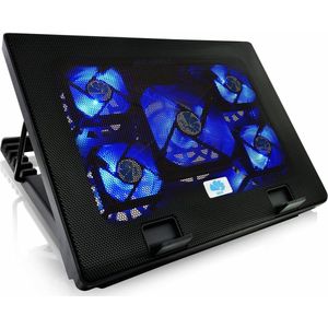 Laptop Cooling Pad with Adjustable Tilt and Blue Backlight Silent Laptop Cooler - 5 Fans PC Cooling Pad