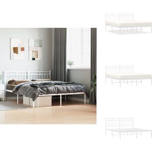 vidaXL Bedframe - Bedframes - Tweepersoonsbed - Bed - Bedframe met hoofdbord metaal wit 160x200 cm
