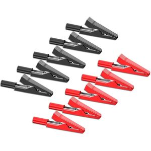 Geïsoleerde krokodillenklemmen - 10 stuks, voor 2 mm testpunten en banaanstekker, geschikt voor autoaccu