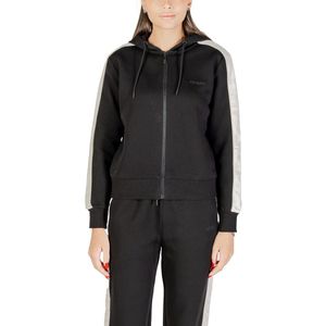 Hooded Zip-Up Sweatshirt with Front Pockets Wo - Black