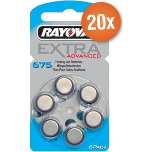 Voordeelpak Rayovac gehoorapparaat batterijen - Type 675 (blauw) - 20 x 6 stuks