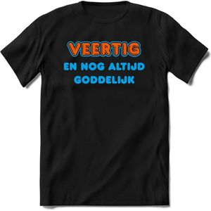 40 Jaar Goddelijk - Feest kado T-Shirt Heren / Dames - Blauw / Oranje - Perfect Verjaardag Cadeau Shirt - grappige Spreuken, Zinnen en Teksten. Maat S