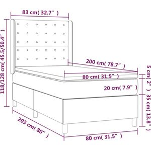 vidaXL Boxspring met matras kunstleer cappuccinokleurig 80x200 cm