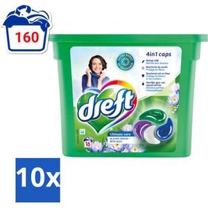 Dreft - Wasmiddelcapsules 4in1 - Gekleurde Was - Blauwe Droom - 16 Wasbeurten - Bulkverpakking - 10 stuks