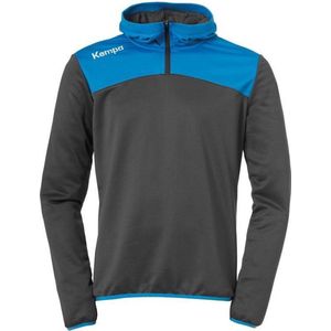 Kempa Emotion 2.0 Hoody met 1-4 Rits Kind Antraciet-Kempa Blauw Maat 128