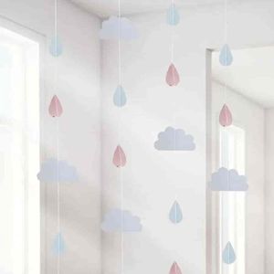 Ginger Ray Hello World - Backdrop slinger - wolken wit/rosé goud - 2 meter - Set-6